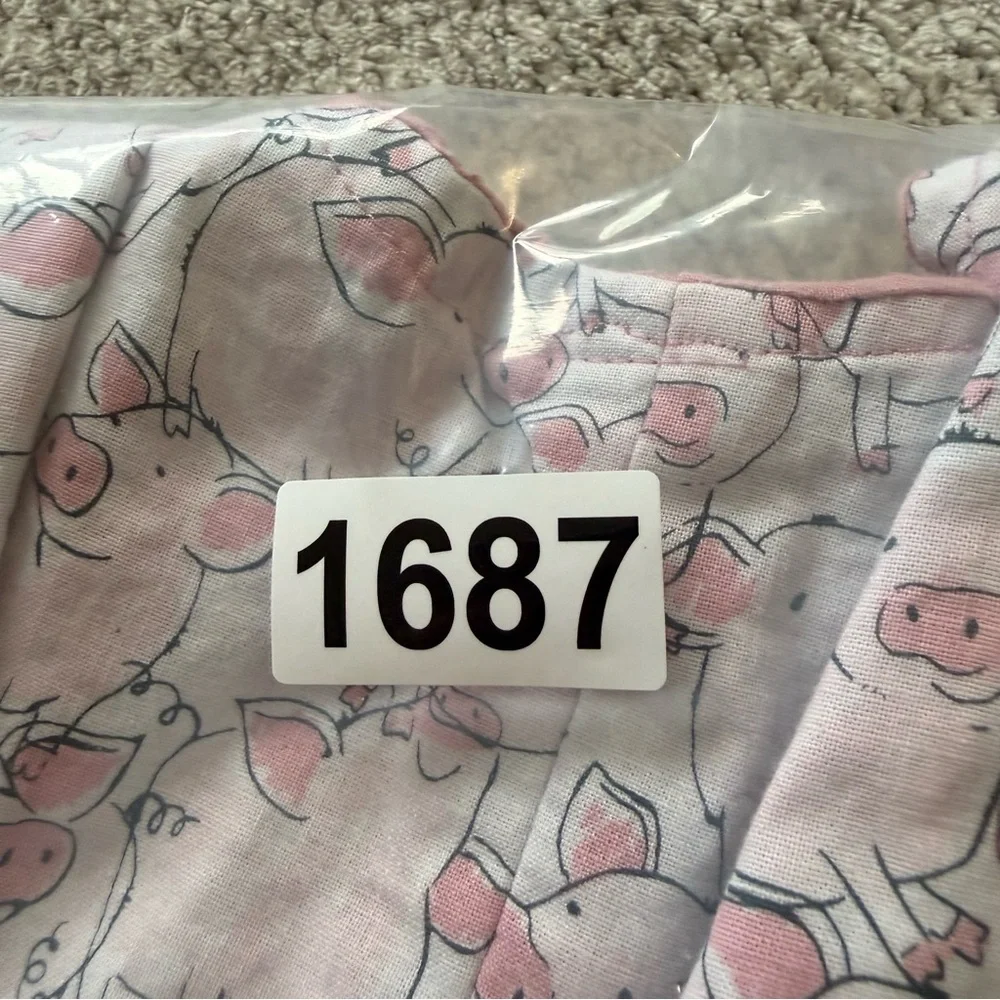 Handmade Pig Print Hobo Bag Pink Cotton Shoulder Bag Cottagecore‎